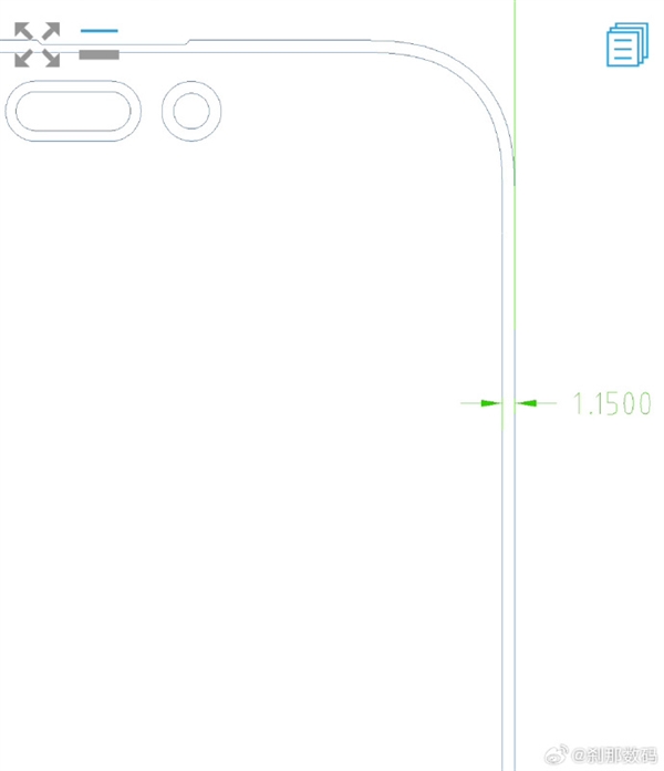 iPhone 16 Pro Max屏幕CAD图出炉:1.15mm边框全球最窄(图3) iPhone 16 Pro Max屏幕CAD图出炉:1.15mm边框全球最窄