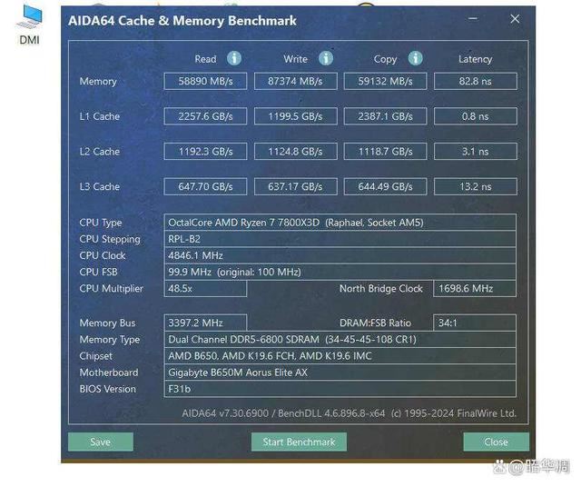 ADM锐龙7 7800X3D搭配什么内存好? 同频和分频对比测评(图4)