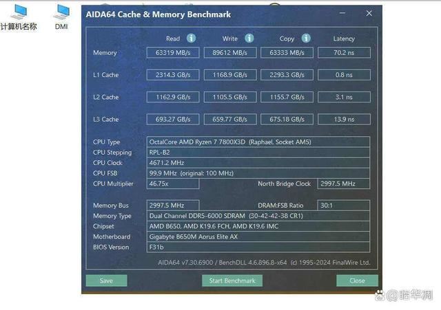 ADM锐龙7 7800X3D搭配什么内存好? 同频和分频对比测评(图7)