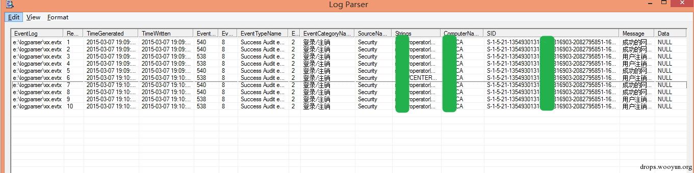 windows安全日志分析工具logparser用法详解(图5) windows安全日志分析工具logparser用法详解(图5)