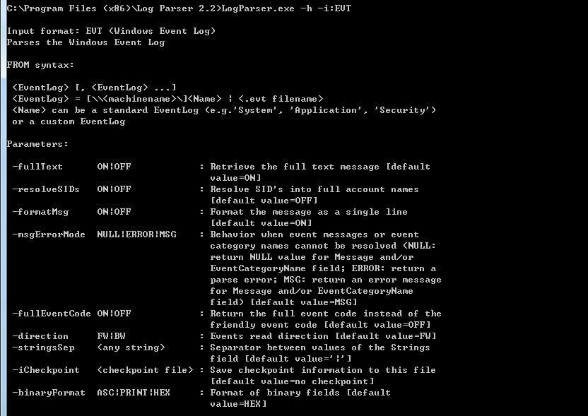 windows安全日志分析工具logparser用法详解(图2) windows安全日志分析工具logparser用法详解(图2)