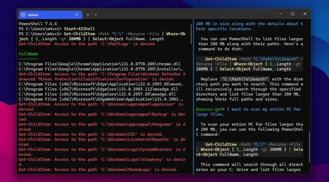 微软 AI Shell 实测! Win11 命令行效率利器(图4) 微软 AI Shell 实测! Win11 命令行效率利器(图4)