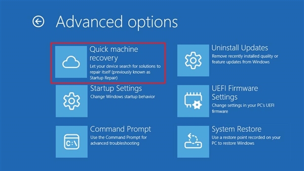 Windows 11恢复更容易！微软已在测试“快速机器恢复”功能